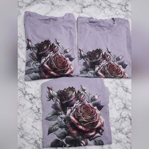 NWT 3 Shirt Bundle Purple Rose Graphic T-Shirt Womens Medium